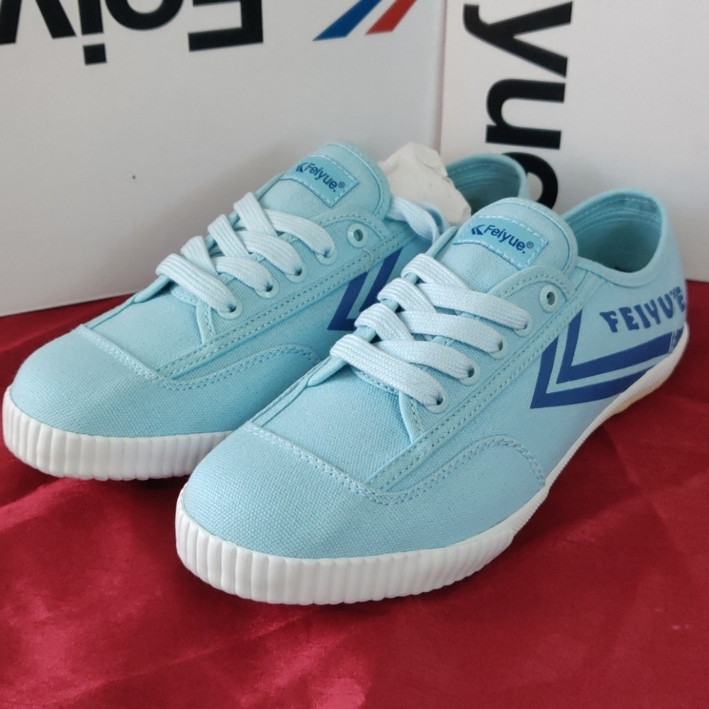 Feiyue Light Blue Canvas Sneakers with Dark Blue Chevron